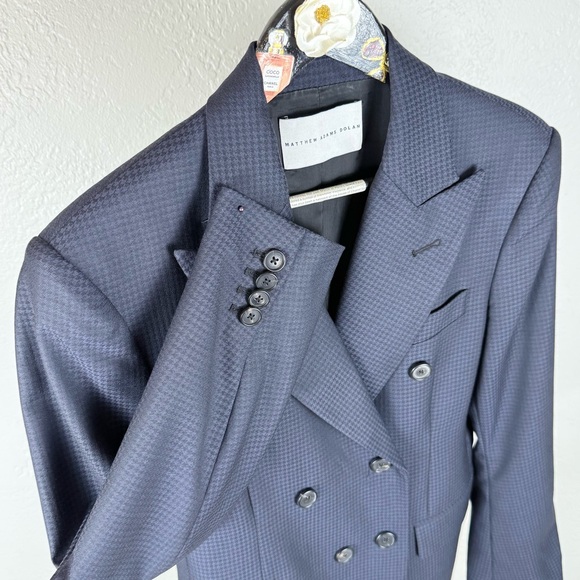 Matthew Adams Dolan Virgin Wool Gingham Blazer/Navy/Black/Small - Picture 4 of 16